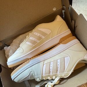Adidas Off-White and Tan Sneakers
